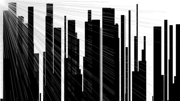 Resumen Dark Cityspace Sky Line Mostrando Edificios Máscara Sol — Vídeo de stock