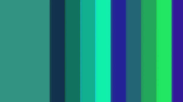 Interessante Grüne Blaue Balken Die Den Rahmen Blinken Und Heraus — Stockvideo
