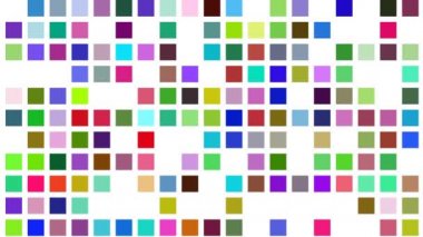 Rastgele Parlak Birincil Renklerle Karelerin Dizi Izgarası Dolduruluyor