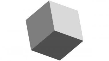 Basit Gri 3d Küp Merkezi Köşede Dönüyor