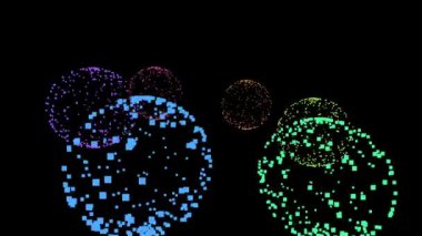 Siyah Arkaplanda Zıplayan Yüzükteki Altı Renkli Küre
