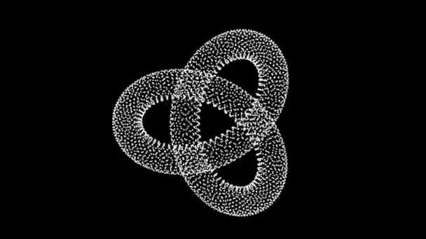 Pixels Point Cloud Interlinked Knot Pretzel Shape Mask — Stock Video