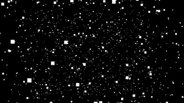 Маска Разворачивающаяся Вокруг Большого Трехмерного Пространства Квадратов Застрявших Снежной Погоде — стоковое видео