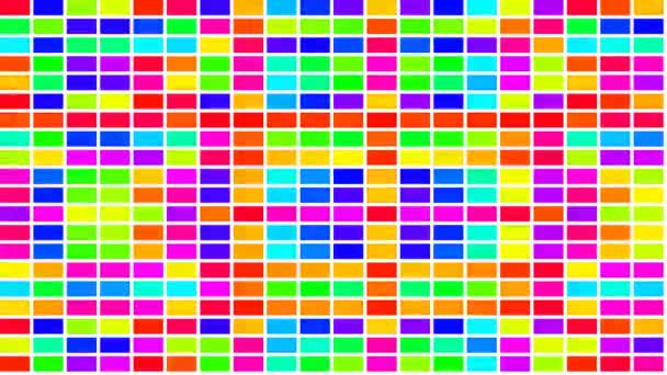 Grade Piscando Dos Quadrados Coloridos Brilhantes Néon Flash Loop Infinito — Vídeo de Stock