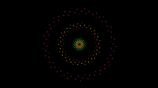 Disco Pixels Circulaire Pixelvormige Verlichting Effect Patroon Loop — Stockvideo