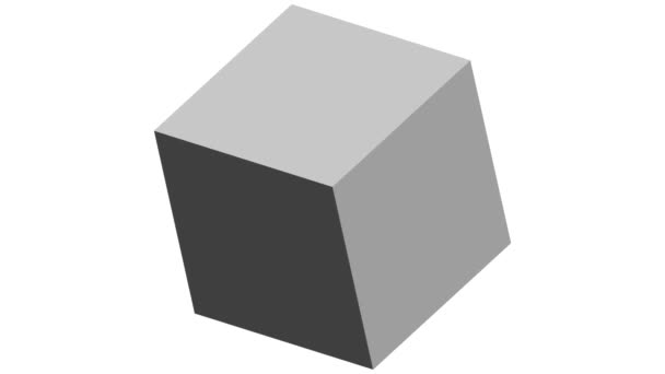 Eenvoudige Grijze Cube Draaiende Rond Centrum Vertex Corner — Stockvideo