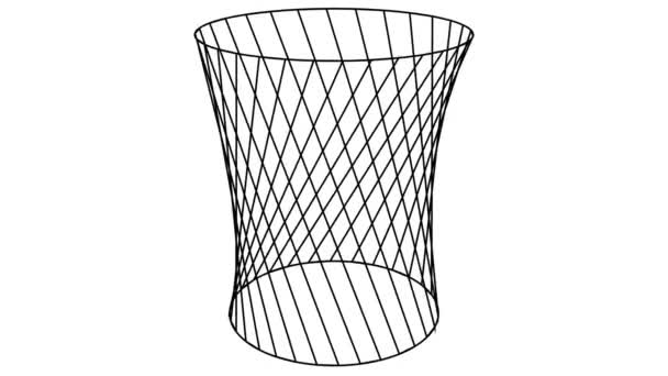 Pulsing Wastepaper Basket Waste Cylinder Tube Mesh Pattern Mask — Stock Video