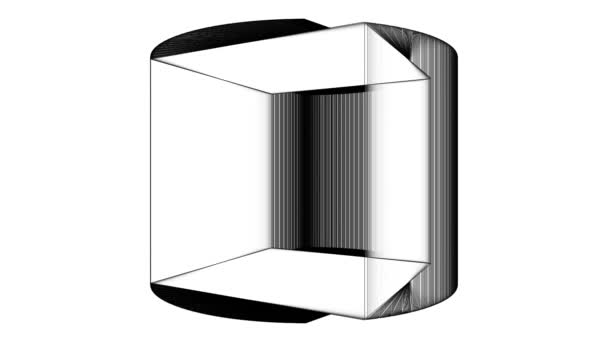 3Dレンダリングされた立方体の回転により サイクリンダが回転幾何学を示す — ストック動画