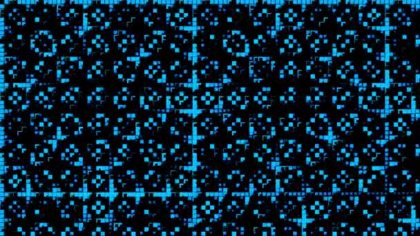 Matriz Rejilla Azul Con Simulación Vida Celular Generativa Sutil Hacking — Vídeo de stock