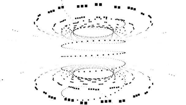 Vliegen Rond Een Abstracte Studio Space Cilinder Ringen Spiralen — Stockvideo