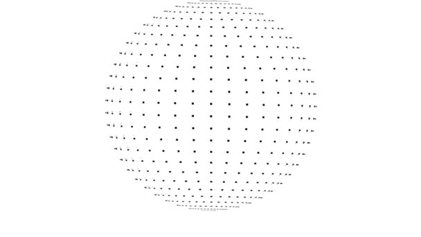 Máscara Simple Puntos Píxeles Cuadrados Dispuestos Una Esfera Spinning Loop — Vídeos de Stock