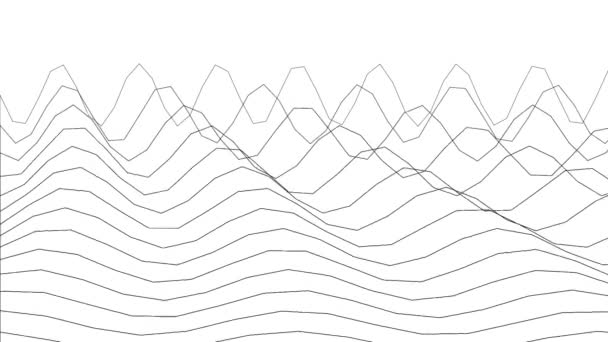 Line Waveforms Abstract Parallax Terrain Pattern Repeating Loop Landscape Mask — Stock Video