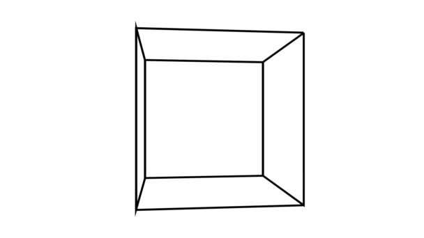 Line Drawn Cube Spinning Één Richting Endless Loop Box — Stockvideo