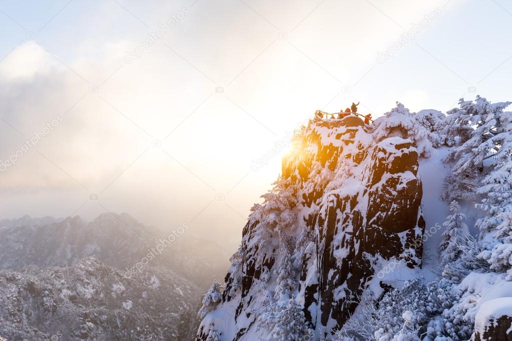 snow scene on Huangshan mountain 