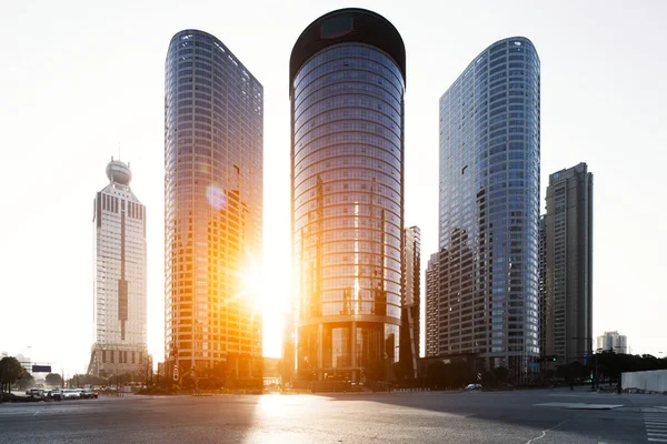 Modern office buildings in Hangzhou with sunbeam — Stock Photo, Image