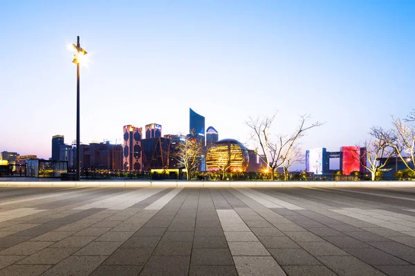 Городской пейзаж и панорама Ханчжоу с пустого этажа — стоковое фото