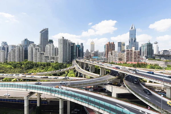 Road junction and cityscape in Shanghai — Stock Photo, Image