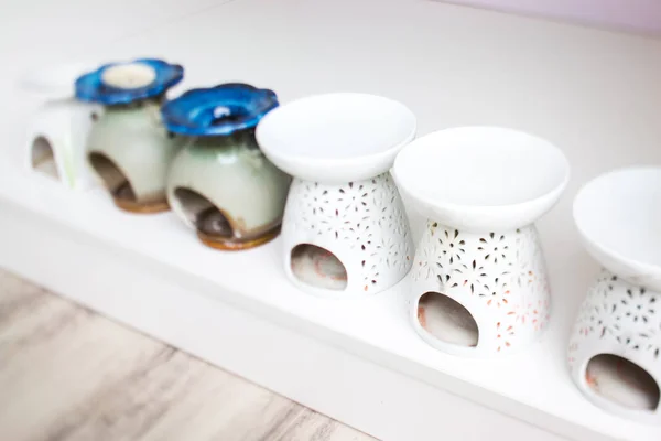 elegant ceramic ware in yoga room