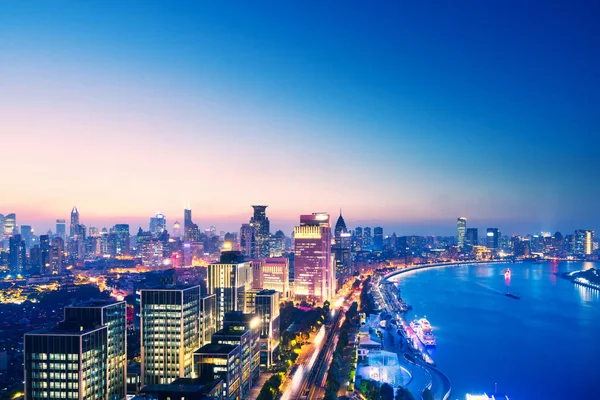 Modern office buildings in Shanghai at sunrise — Stock Photo, Image