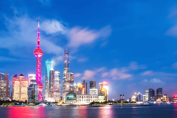 Modern office buildings in Shanghai at night — Stock Photo, Image