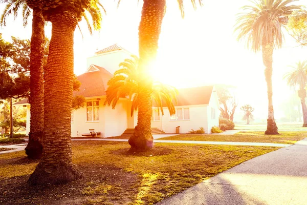 Landsbygdens tropiska huset vid soluppgången — Stockfoto