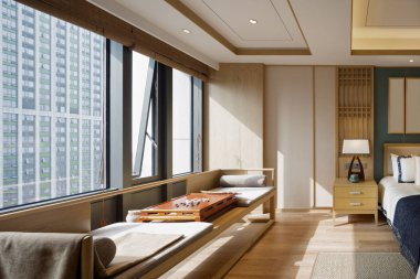 Modern yatak odasının içi