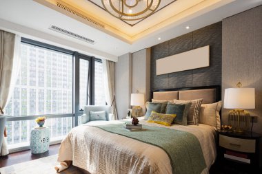 Modern yatak odasının içi