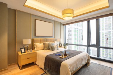 Modern yatak odasının içi