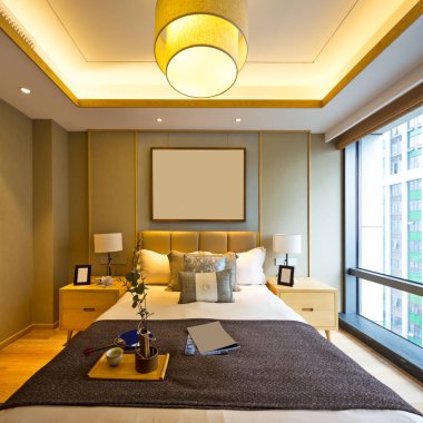 Modern yatak odasının içi