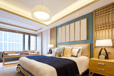 Modern yatak odasının içi