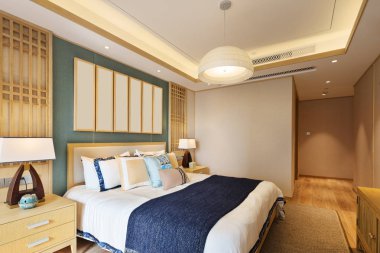 Modern yatak odasının içi