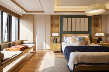 Modern yatak odasının içi