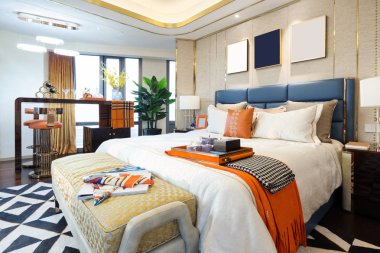 Modern yatak odasının içi