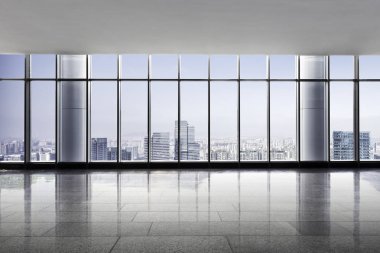 Cityscape ve Hangzhou penceresinden manzarası