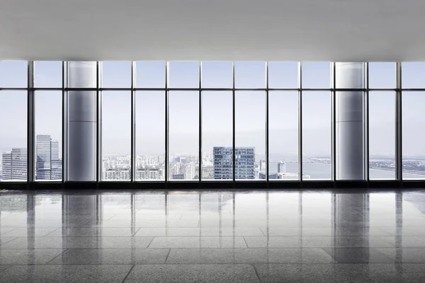 Stadtbild und Skyline von Hangzhou aus dem Fenster — Stockfoto