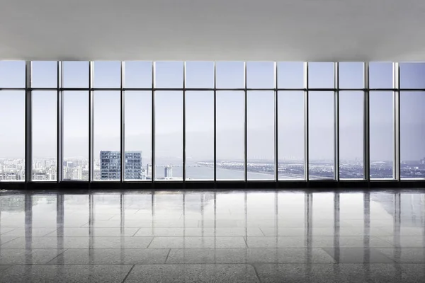 Stadtbild und Skyline von Hangzhou aus dem Fenster — Stockfoto