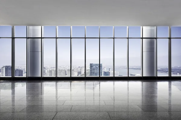 Paisaje urbano y horizonte de Hangzhou desde la ventana —  Fotos de Stock