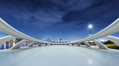 Cityscape ve penceresinden gece şehir manzarası