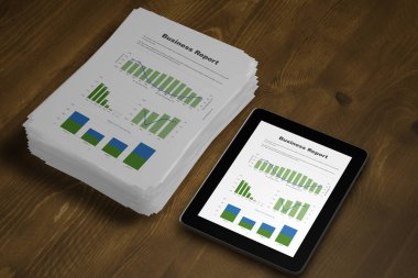 3D çizim tablet ve iş tablo üzerinde rapor