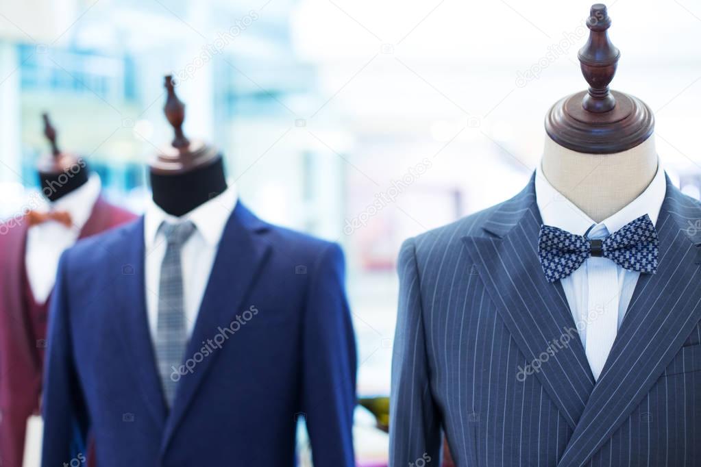 businessman suits on models in shopping mall