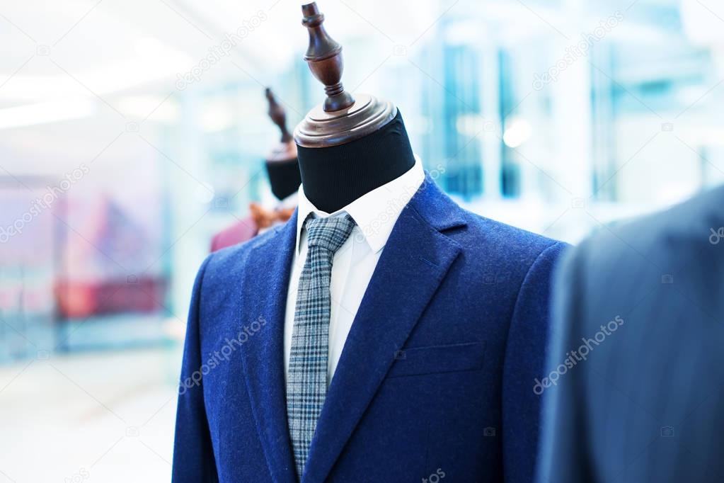 businessman suits on models in shopping mall