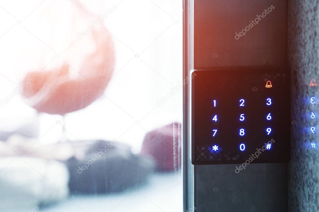 number entry system near glass door