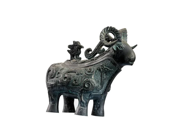 Isolated bronze goat sculpture — Stock Photo, Image