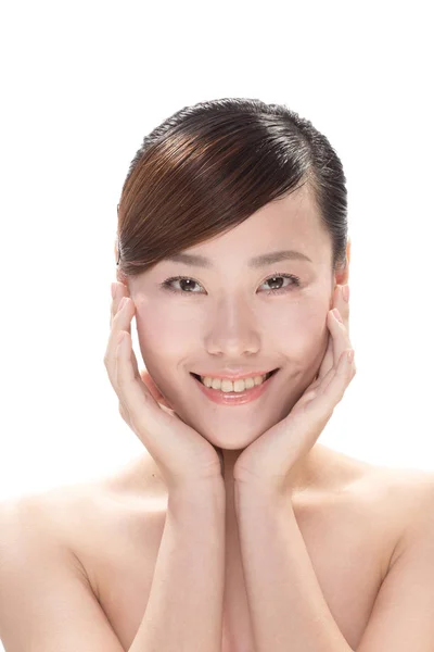 Maquillage facial de belle femme asiatique — Photo