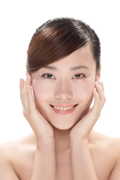 Maquillage facial de belle femme asiatique — Photo