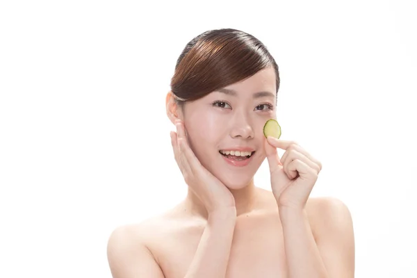Trucco facciale di asiatica bella donna — Foto Stock