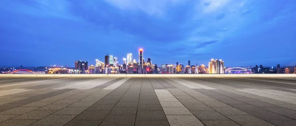 Cityscape and skyline of Chongqing from empty floor — Stock Photo, Image