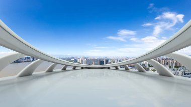 Cityscape ve Hangzhou soyut penceresinden manzarası