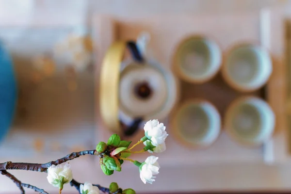 Zestaw do herbaty Japoński styl tabeli — Zdjęcie stockowe