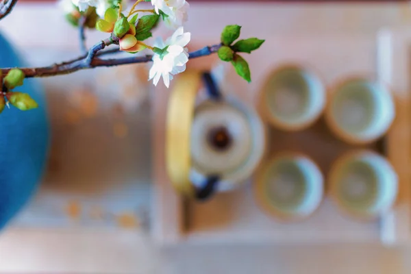 Σετ τσαγιού ιαπωνικό στυλ στο τραπέζι — Φωτογραφία Αρχείου
